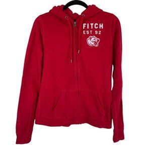 Abercrombie and fitch Red zip-up hoodie with embroidered logo